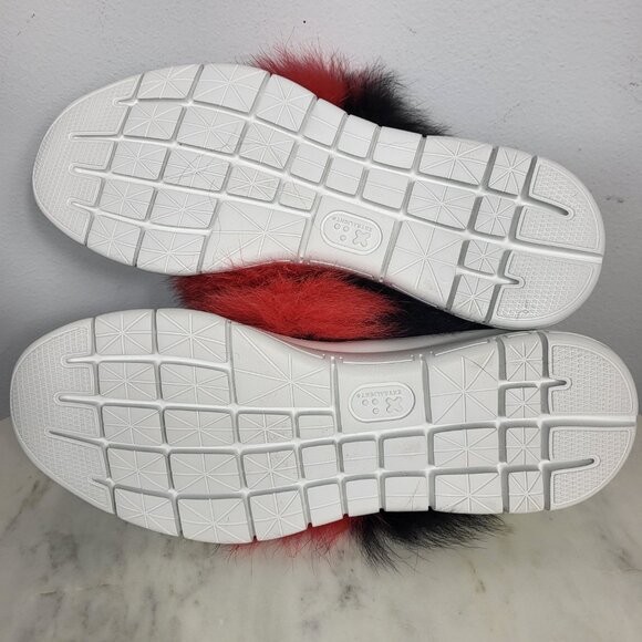 NWB~$345~JOSHUA*S~38/8~ITALY RED BLACK FOX FUR EXTRA LIGHT SNEAKERS SHOES BOOTS - Picture 14 of 16